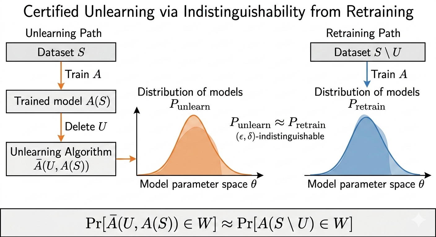 chart demonstrating the comparison of retrained and unlearned statistics models.